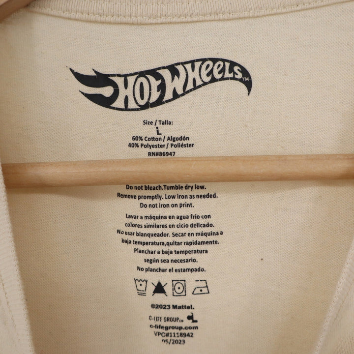 Hot Wheels Driven to Thrill Since 68 Graphic T-Shirt Cream Mens Large L