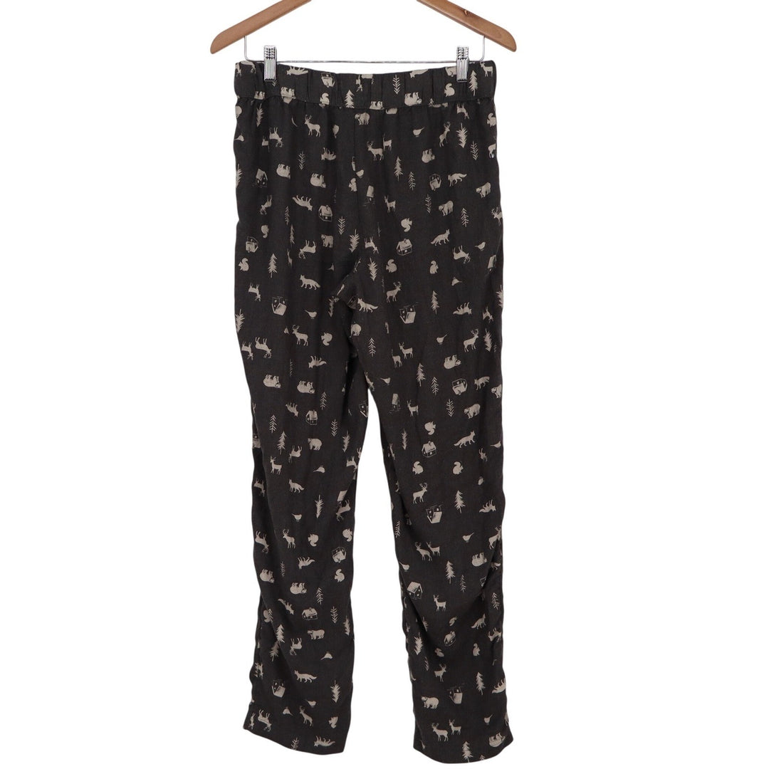 Eddie Bauer Women's Gray Woodland Animal Print Pajama Pants Size M Drawstring