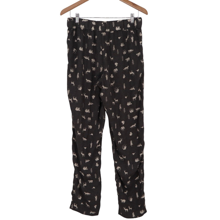 Eddie Bauer Women's Gray Woodland Animal Print Pajama Pants Size M Drawstring