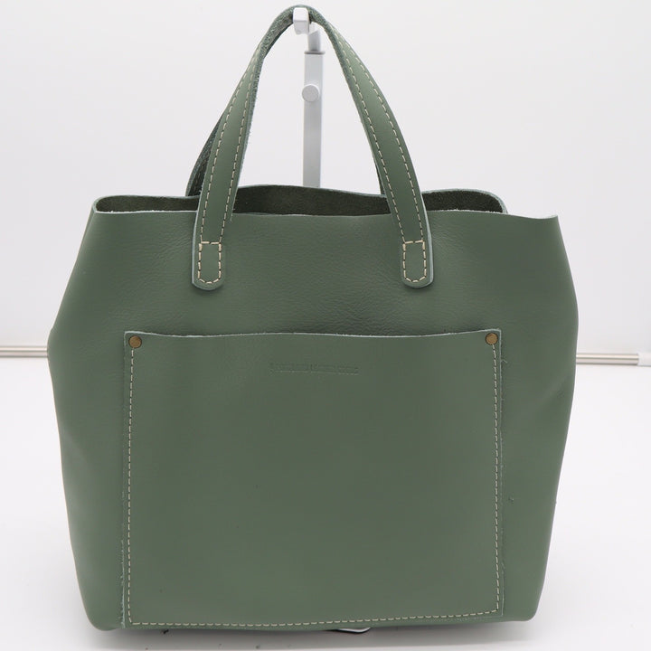 Portland Leather Goods Sage Green Leather Tote Bag Small Handbag Minimalist