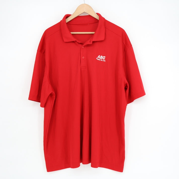 Polo Mens Red Stretch ABC Supply Co. Short Sleeve Golf Tennis Performance