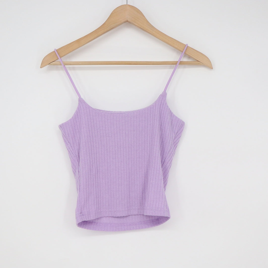 SHEIN Lavender Purple Ribbed Knit Spaghetti Strap Camisole Top XS