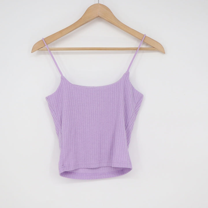 SHEIN Lavender Purple Ribbed Knit Spaghetti Strap Camisole Top XS