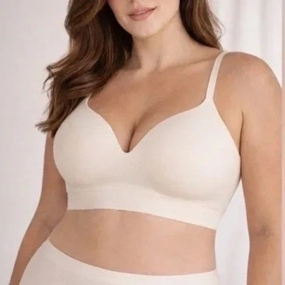 Truekind Supportive Comfort Wireless Shaping Bra Large Beige Seamless Stretch