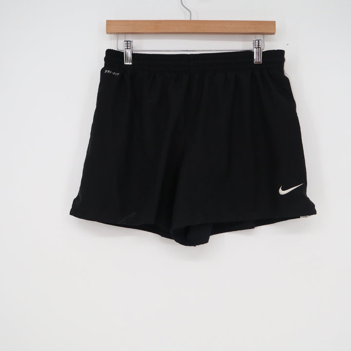 Nike Dri-FIT Mens Running Shorts Black White Swoosh Athletic Size L