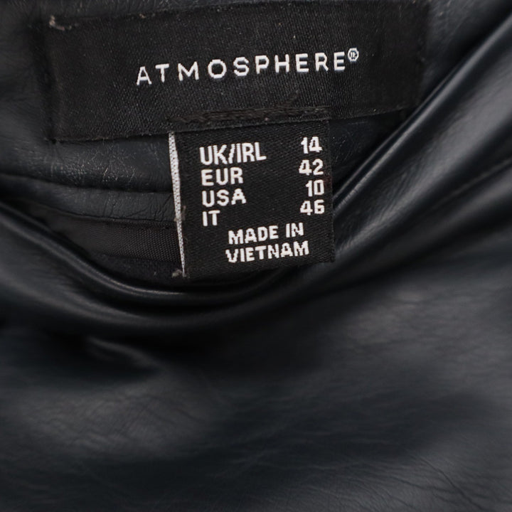 Atmosphere Black Faux Leather Mini Skirt Size 10 Zip Back Pockets