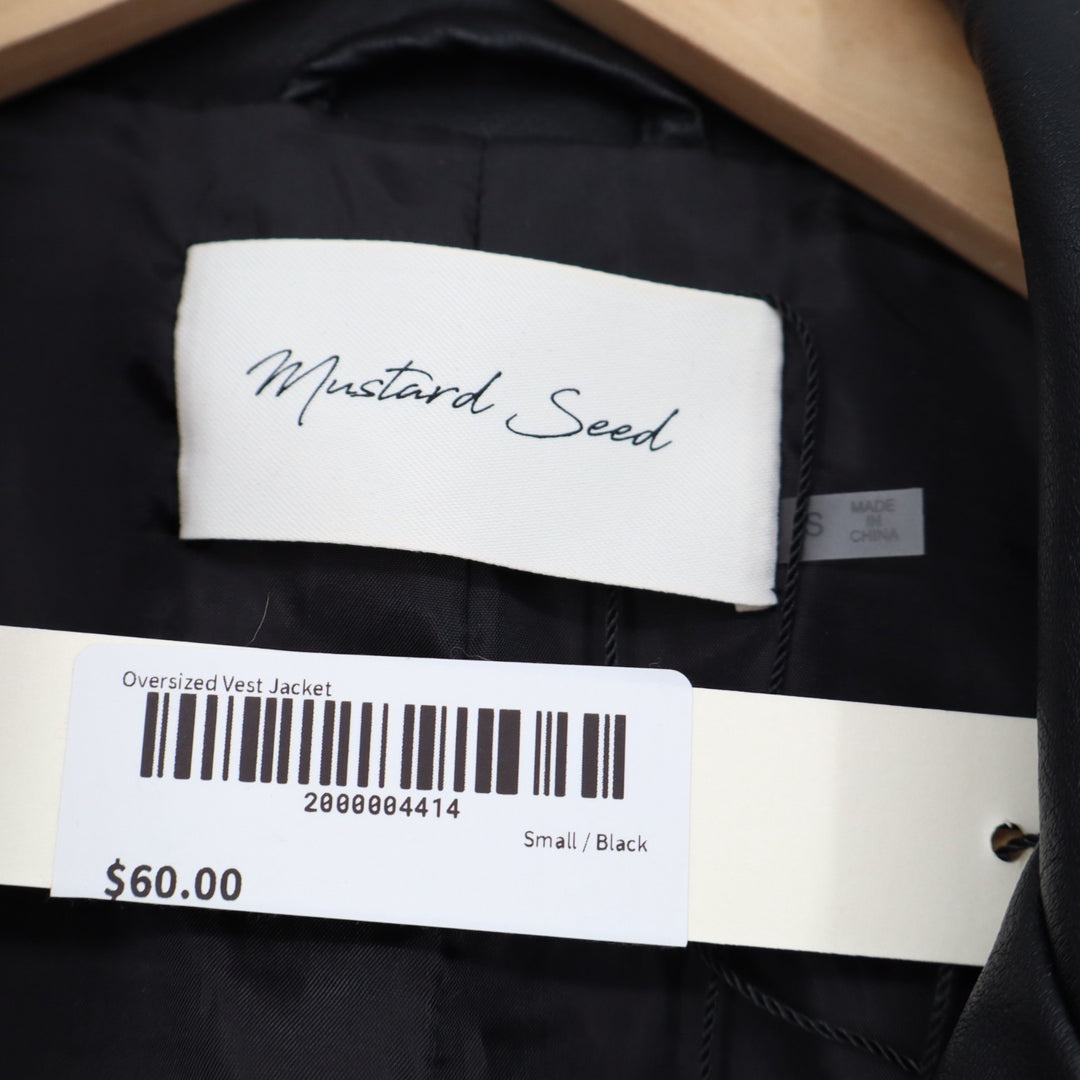 Mustard Seeds Motorcycle Vest Women Small Black Lapel Collar Asymmetrical Zipper