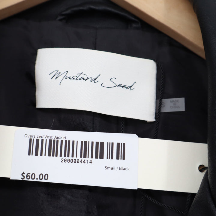 Mustard Seeds Motorcycle Vest Women Small Black Lapel Collar Asymmetrical Zipper
