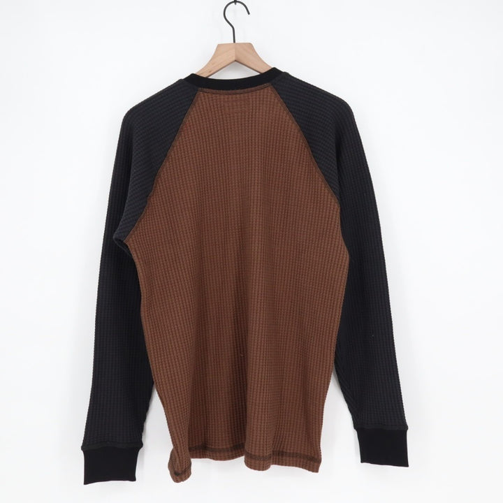 American Giant T-Shirt Mens L Cocoa Black Colorblock Cotton Stretch Waffle Knit