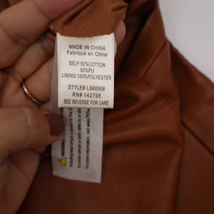 Loveriche Brown Faux Leather Mini Skirt Cognac A-Line Size L