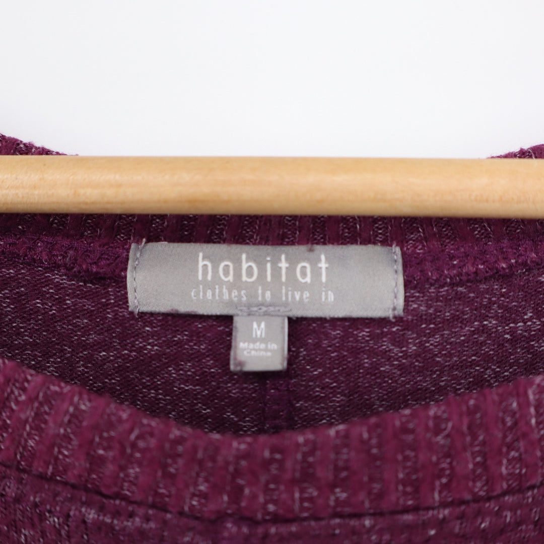 Habitat Plum Heathered Ribbed Trim Pullover Top Style Womens Medium