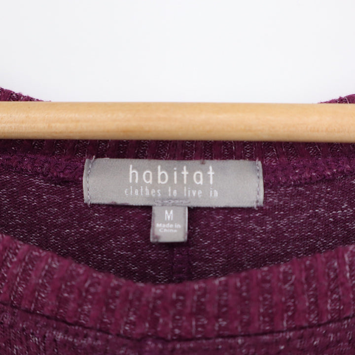 Habitat Plum Heathered Ribbed Trim Pullover Top Style Womens Medium