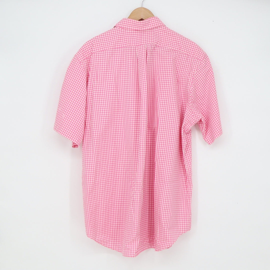 Ralph Lauren Shirt Mens XL Classic Fit Pink Gingham Short Sleeve Button-Down EX