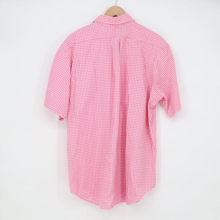 Ralph Lauren Shirt Mens XL Classic Fit Pink Gingham Short Sleeve Button-Down EX