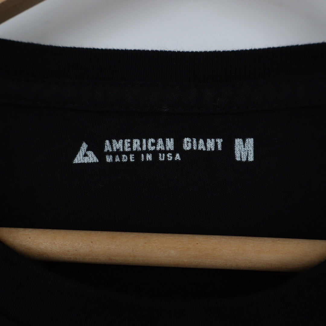 American Giant Men's Black Cotton Tee Crew Neck Short Sleeve Made in USA Size M