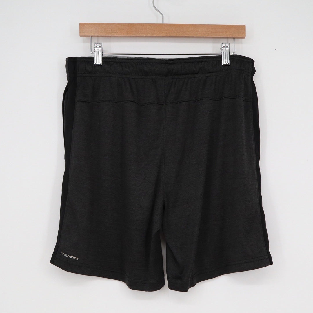 Reebok Mens Speedwick Athletic Shorts Black Heather Gym Training Size L 7 Inseam