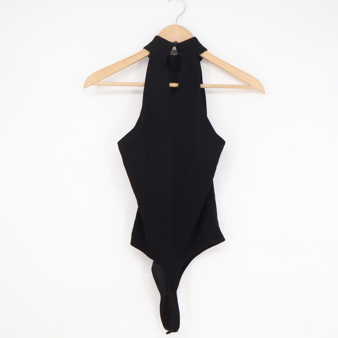 Privacy Please Womens Black Halter Neck Keyhole Back Bodysuit Size XS