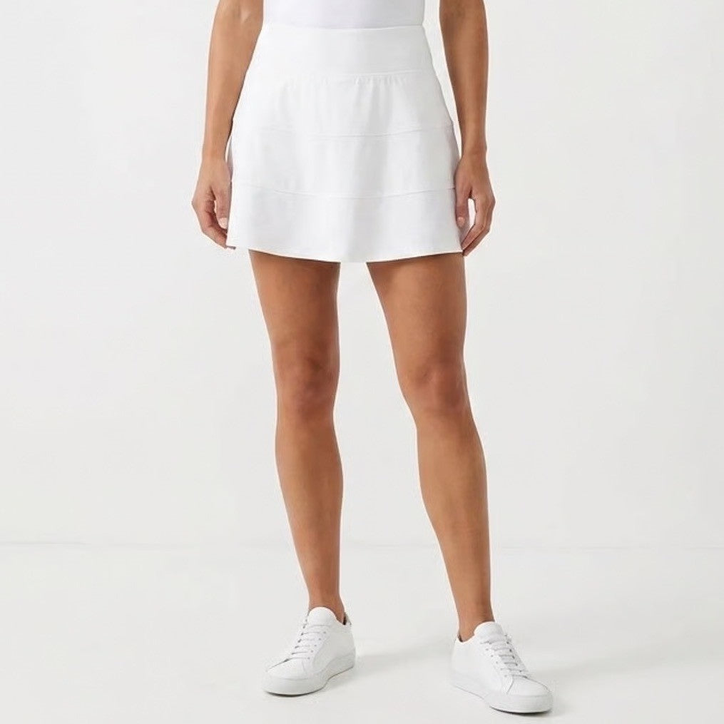 T by Talbots White Tiered Athletic Skort XL Zipper Pocket Active Tennis Golf