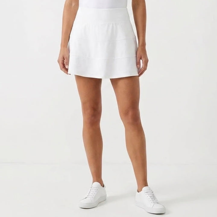 T by Talbots White Tiered Athletic Skort XL Zipper Pocket Active Tennis Golf