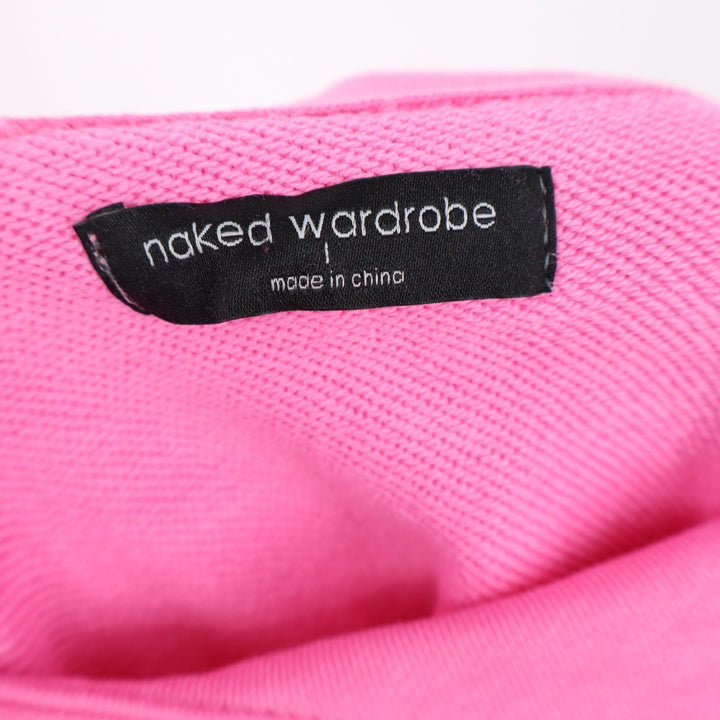 Naked Wardrobe Pink Cropped Hoodie Sweatshirt Womens Large