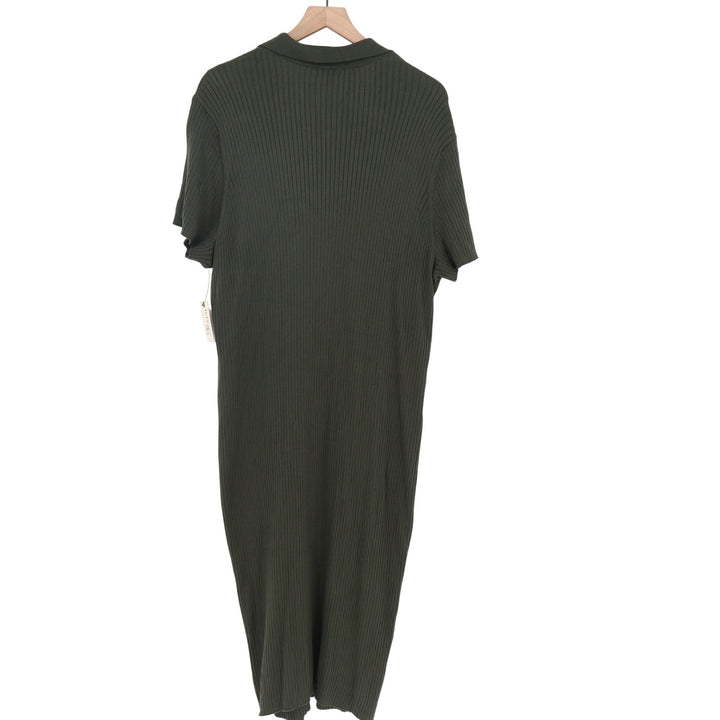 Terra & Sky Polo Sweater Dress Womens 3X Polo Sweater Dress Green Ribbed NEW