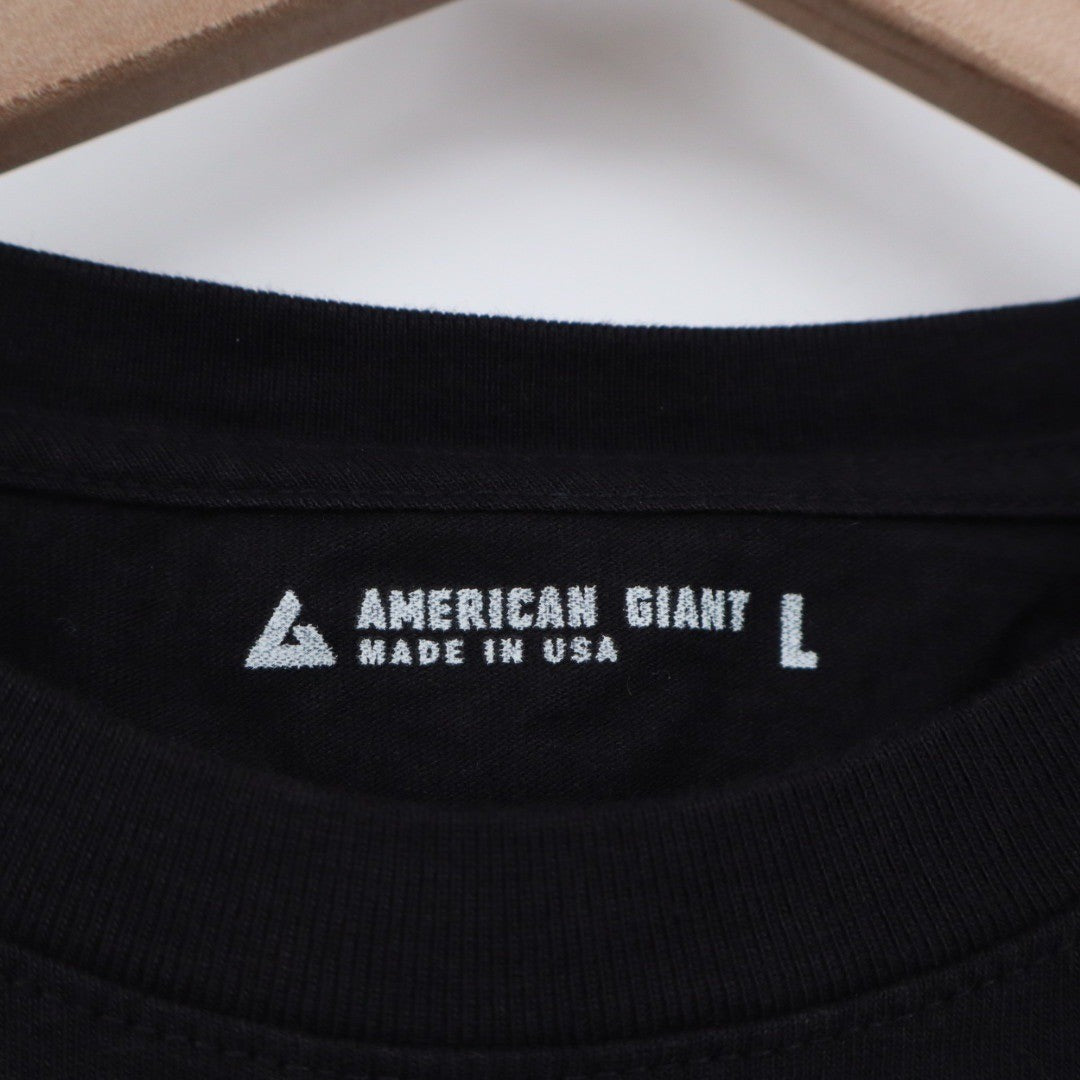 AMERICAN GIANT Mens Black Cotton T Shirt Made in USA Size Large