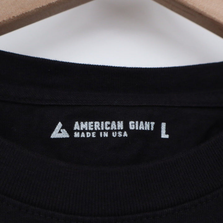 AMERICAN GIANT Mens Black Cotton T Shirt Made in USA Size Large