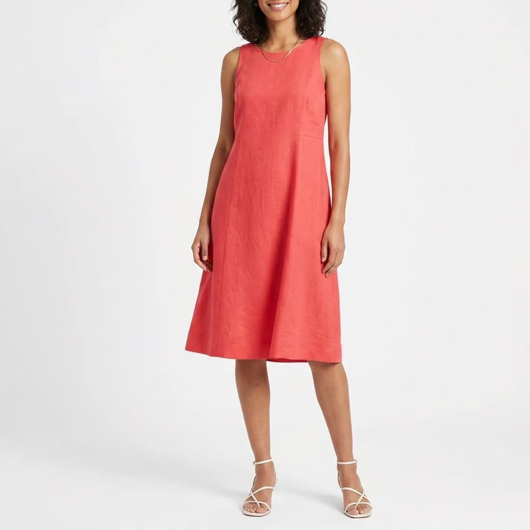 J.Jill Pink Linen Blend Sleeveless A-Line Midi Dress Large