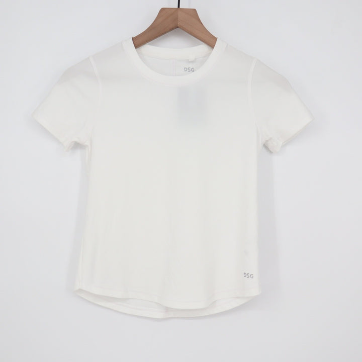 DSG Girls Movement Tee Pure White Short Sleeve Active Shirt Size S 8-9