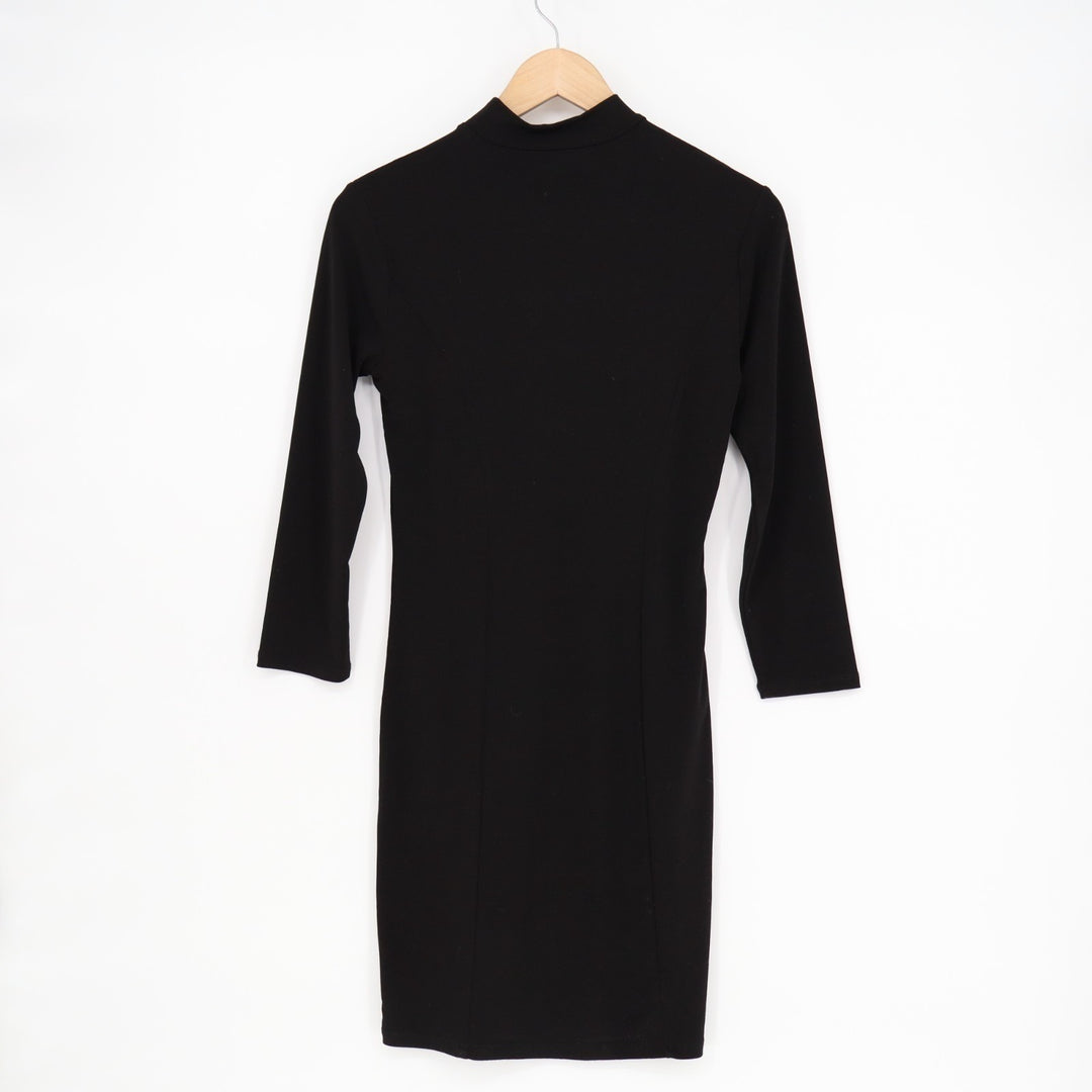 Forever 21 Bodycon Mini Dress Womens Medium Black Knit Mock Neck Party Wear