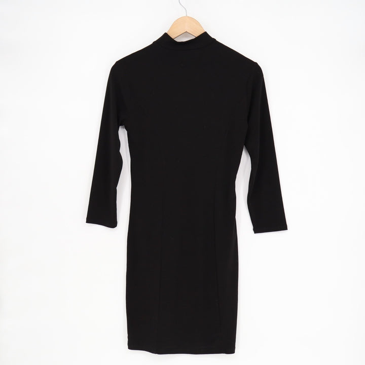 Forever 21 Bodycon Mini Dress Womens Medium Black Knit Mock Neck Party Wear