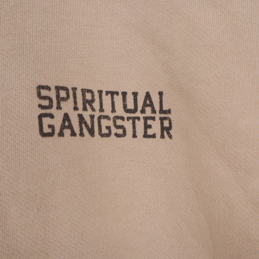 Spiritual Gangster Tan Cotton Fleece Crewneck Graphic Sweatshirt Size M