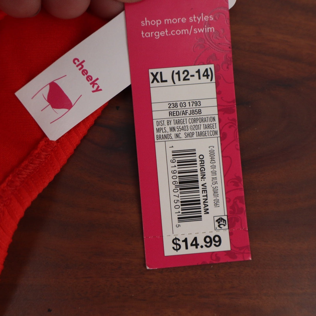 Xhilaration Red Ribbed Cheeky Bikini Bottom XL New