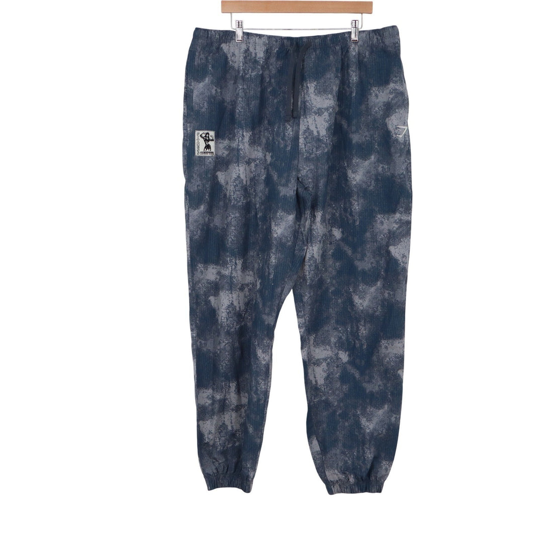 Gymshark Lifting Club Blue Acid Wash Camo Ripstop Joggers XXL