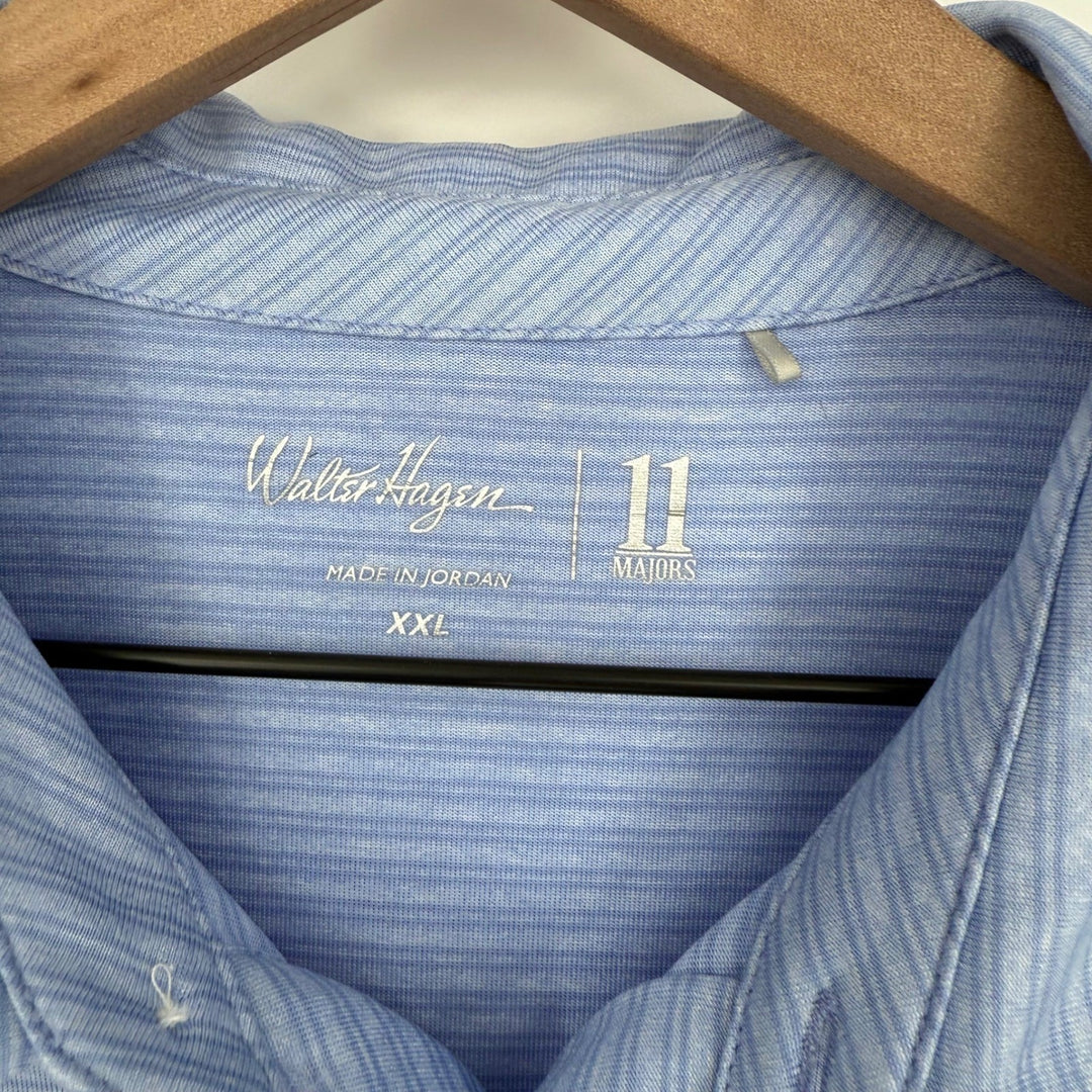 Walter Hagen 11 Majors Golf Polo Shirt Blue Stripe XXL Made in Jordan