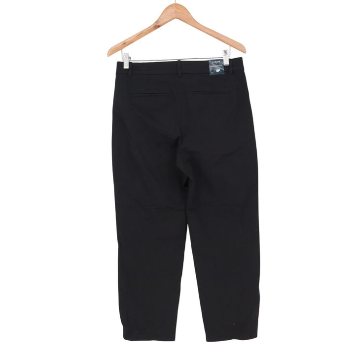 J. Crew Kallie Dress Pants Womens 8P Black Slash Pockets Cotton Wide Leg Formal