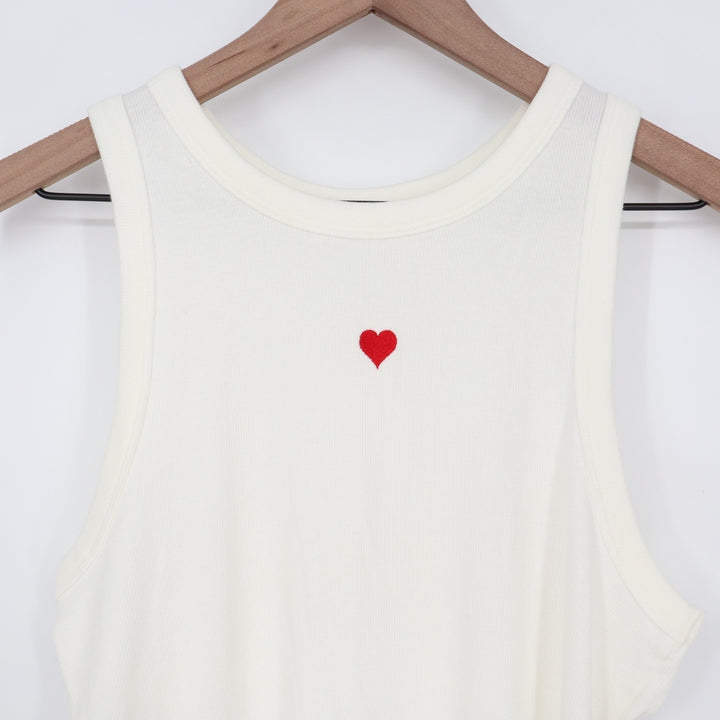 A New Day Tank Top Womens Large White Ribbed Knit Round Neck Yoga Running Active