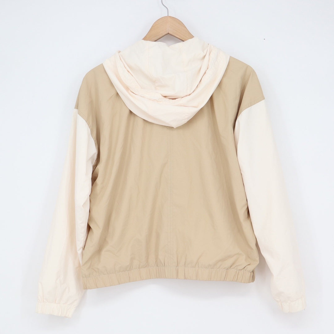 Abercrombie & Fitch Womens Colorblock Windbreaker Hooded Jacket Pink Tan Medium