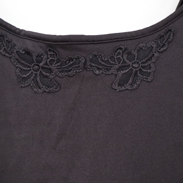 Curvation Womens Black Lace Applique Sleeveless Camisole Tank Top Size L