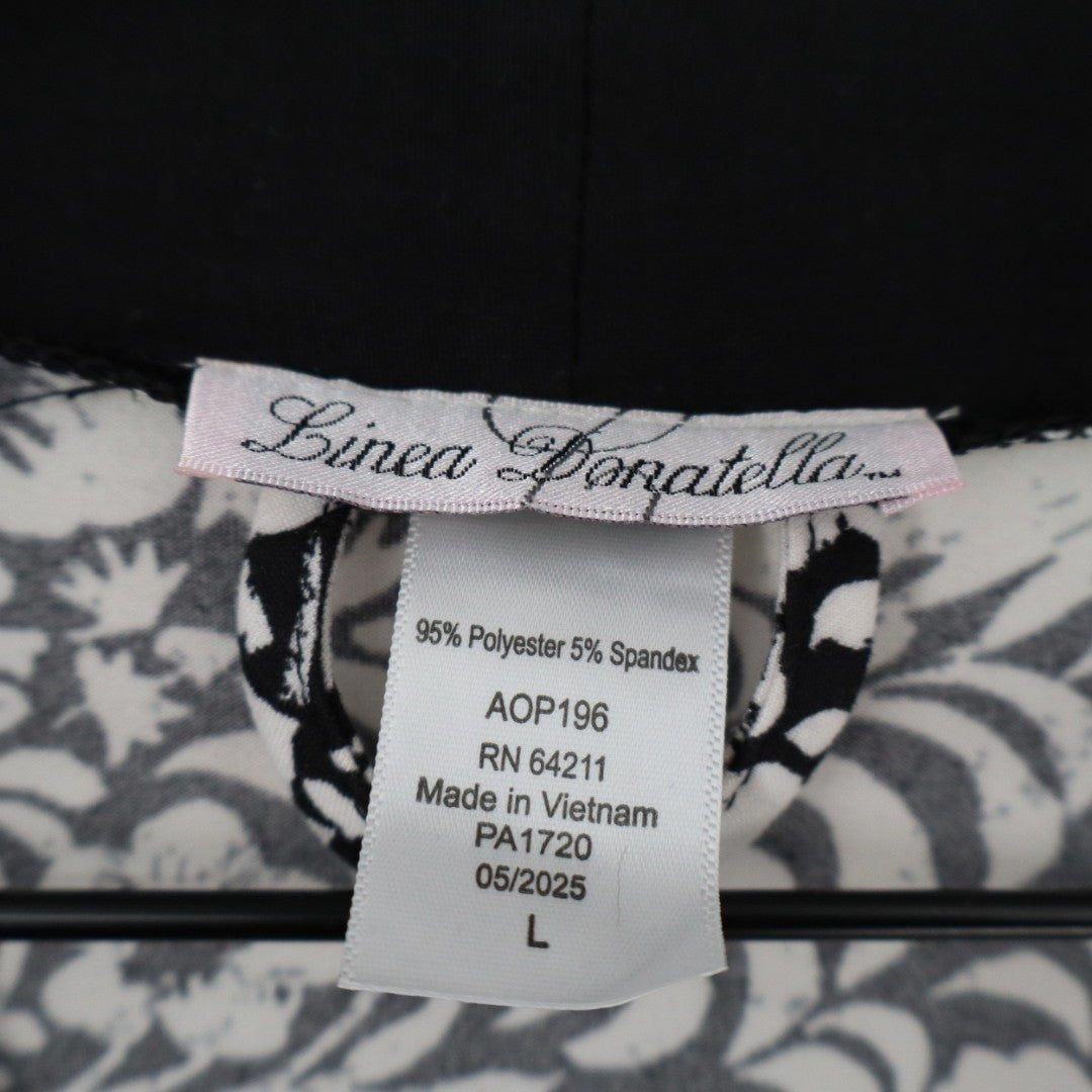 Linea Donatella 3-PC Pajamas Set Womens Large Black Floral Stretch Sleepwear