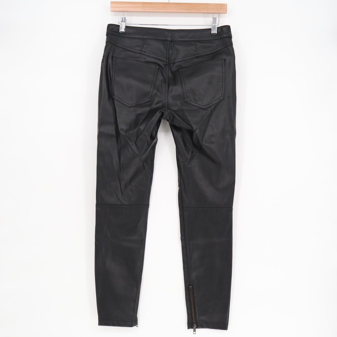 Free People Moto Pants Womens 4 Black Vegan Leather Skinny Leg Ankle Zip Biker