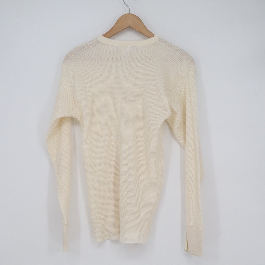 Indera Mens Large Cream Waffle Knit Thermal Long Sleeve Shirt Base Layer