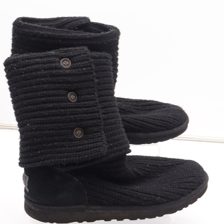 UGG Cardy Black Knit Button Slouch Sweater Boots Womens Size 9