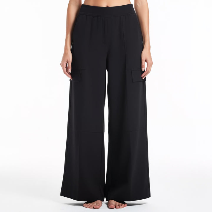 Athleta Promenade Cargo Pants Women XS/P Black Stretch Drawstring Waist Wide Leg