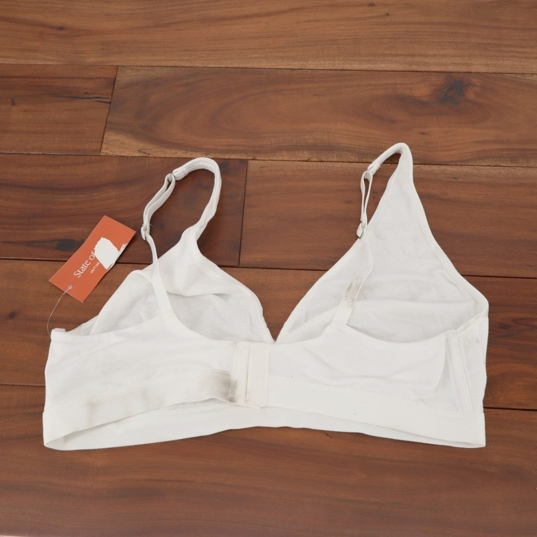 State of Day Intimates Cotton Blend Bralette Bra Women XL White Adjustable Strap