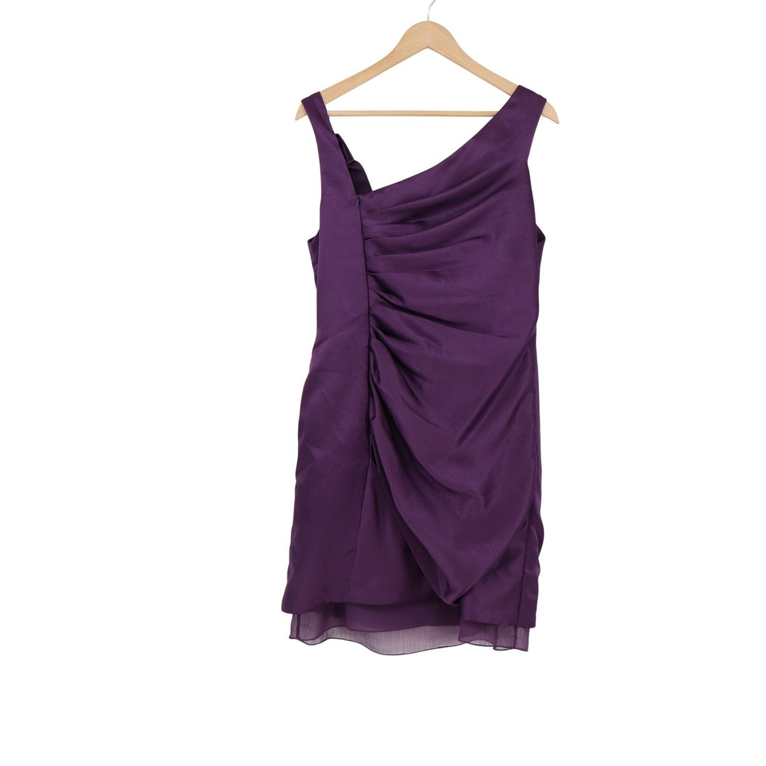 White by Vera Wang Plum Purple One Shoulder Ruched Cocktail Dress Sz 14