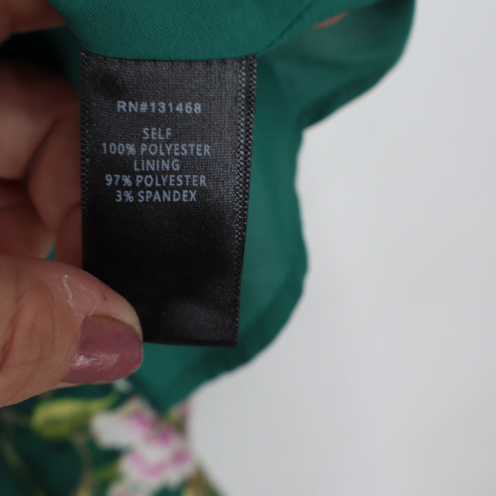 Fate Green Floral Butterfly Print Smocked Waist Zip Front Maxi Dress Small