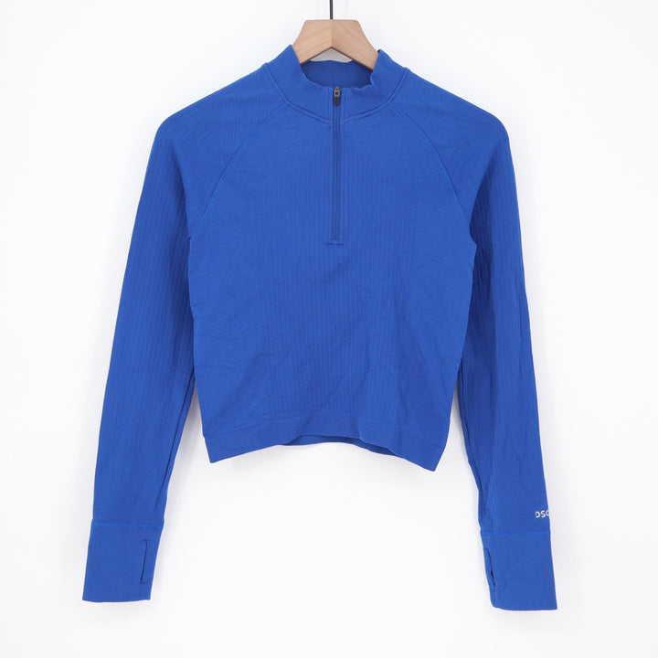 DSG Momentum Seamless 1/4 Zip Womens S Team Royal Blue Cropped Pullover