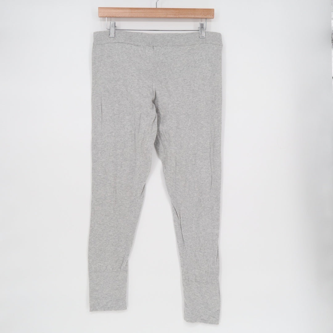 Tahari Pajama Pants Womens Medium Heather Gray Cotton Pintuck Detail Skinny Leg