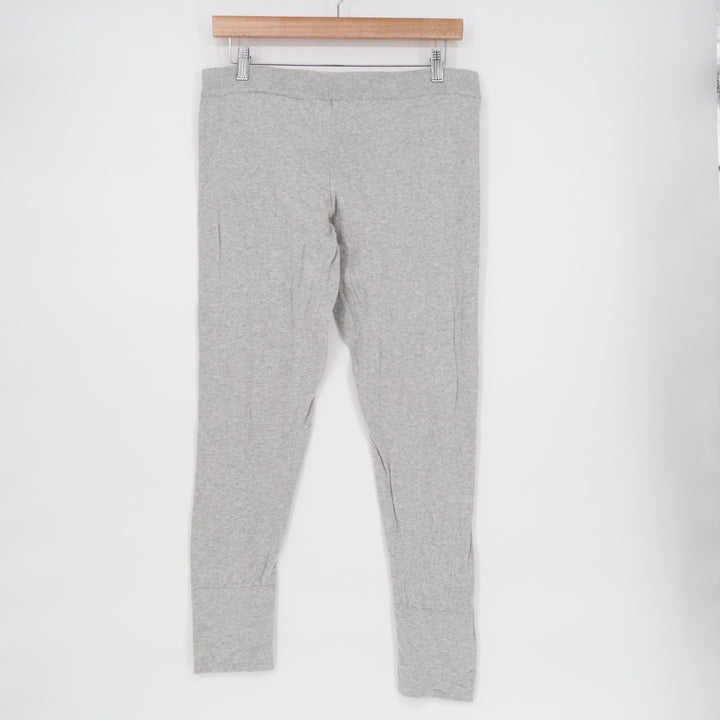 Tahari Pajama Pants Womens Medium Heather Gray Cotton Pintuck Detail Skinny Leg
